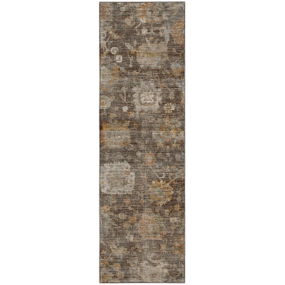 Machine Washable Aristo AR7 Brown 2'3" x 7'6" Runner Rug