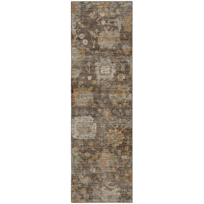 Machine Washable Aristo AR7 Brown 2'3" x 7'6" Runner Rug