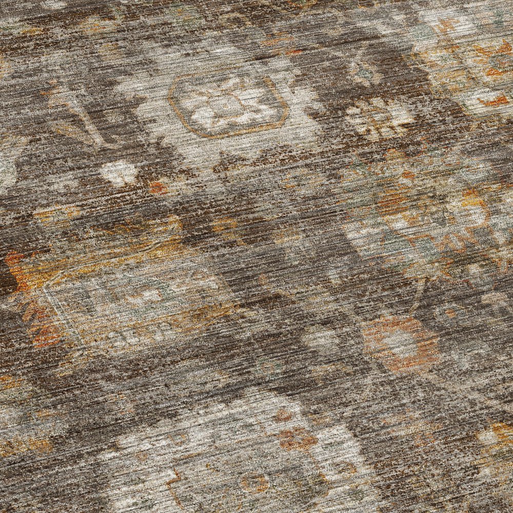 Machine Washable Aristo AR7 Brown 8' x 8' Round Rug