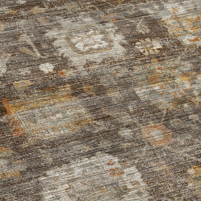 Machine Washable Aristo AR7 Brown 8' x 8' Round Rug