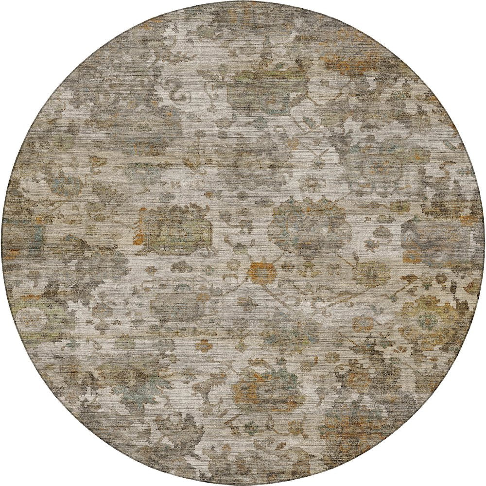 Machine Washable Aristo AR7 Ivory 8' x 8' Round Rug
