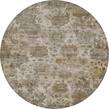 Machine Washable Aristo AR7 Ivory 8' x 8' Round Rug