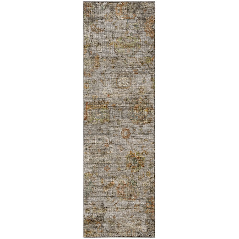 Machine Washable Aristo AR7 Gray 2'3" x 7'6" Runner Rug