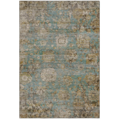 Machine Washable Aristo AR7 Teal 5' x 7'6" Rug