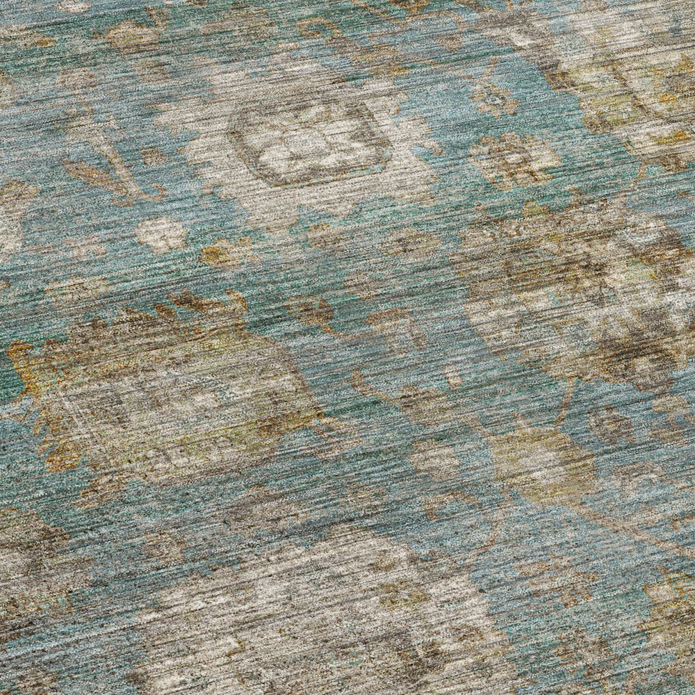 Machine Washable Aristo AR7 Teal 8' x 8' Round Rug