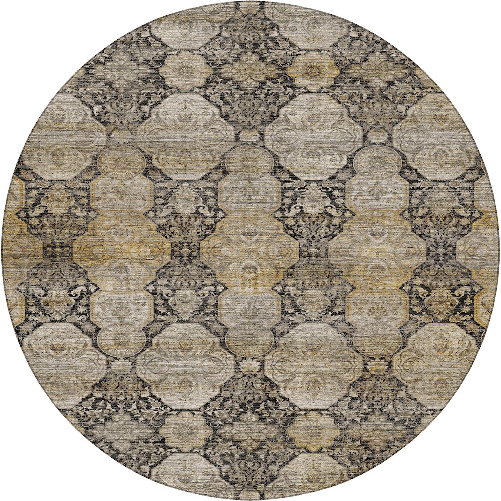Machine Washable Aristo AR8 Black 8' x 8' Round Rug