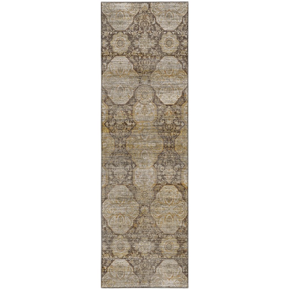 Machine Washable Aristo AR8 Brown 2'3" x 7'6" Runner Rug