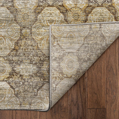 Machine Washable Aristo AR8 Brown 8' x 8' Round Rug