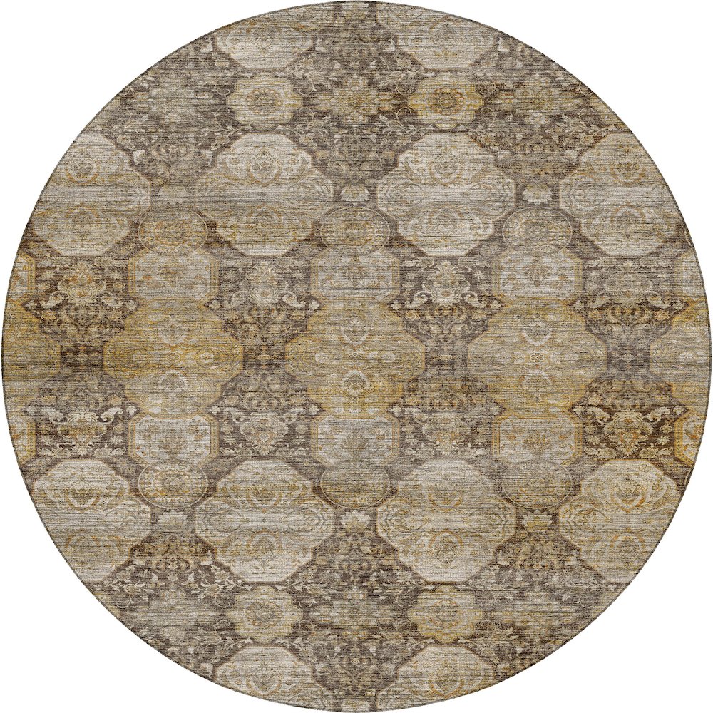 Machine Washable Aristo AR8 Brown 8' x 8' Round Rug