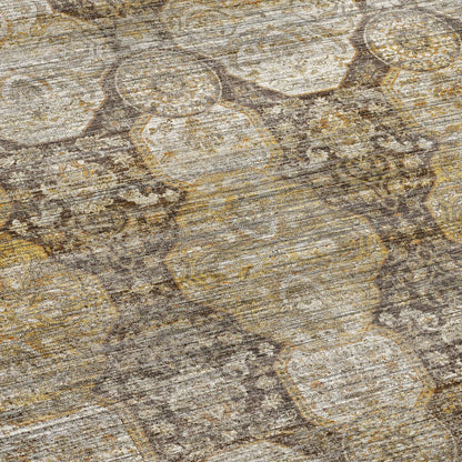 Machine Washable Aristo AR8 Brown 8' x 8' Round Rug