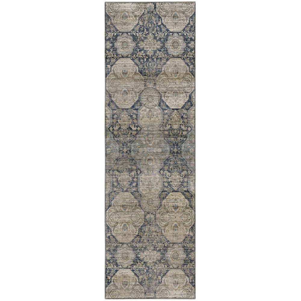 Machine Washable Aristo AR8 Blue 2'3" x 7'6" Runner Rug