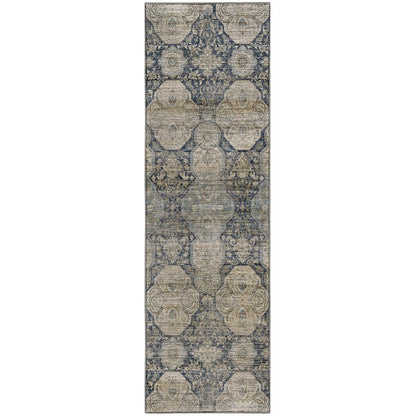 Machine Washable Aristo AR8 Blue 2'3" x 7'6" Runner Rug