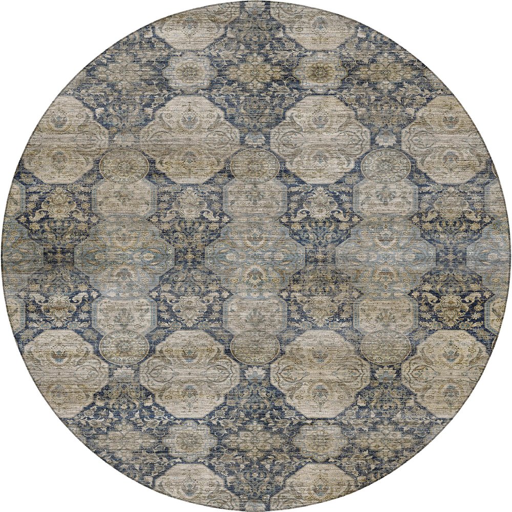 Machine Washable Aristo AR8 Blue 8' x 8' Round Rug