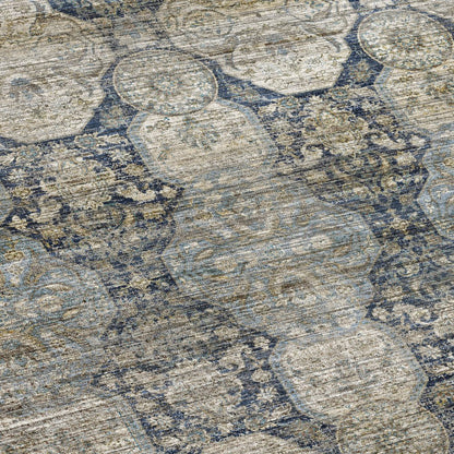 Machine Washable Aristo AR8 Blue 8' x 8' Round Rug