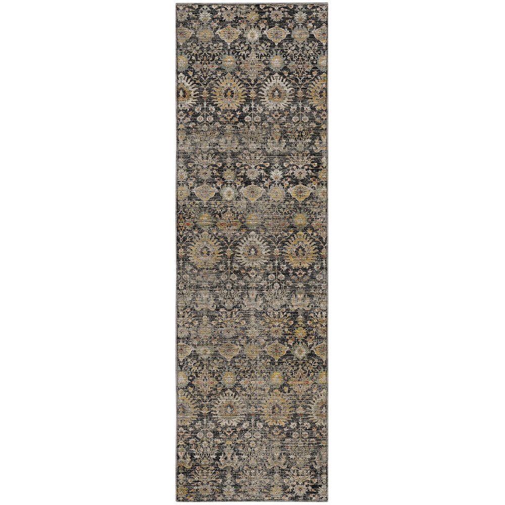 Machine Washable Aristo AR9 Black 2'3" x 7'6" Runner Rug