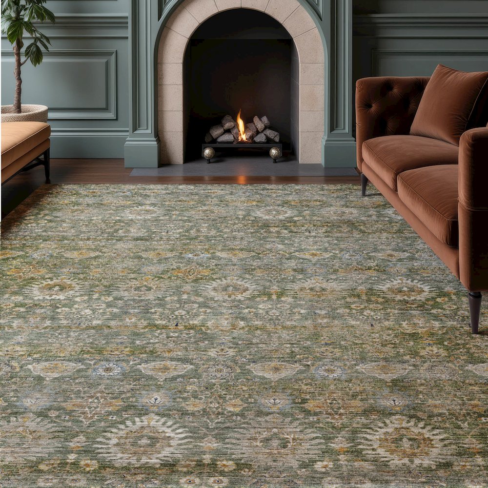 Machine Washable Aristo AR9 Green 8' x 10' Rug