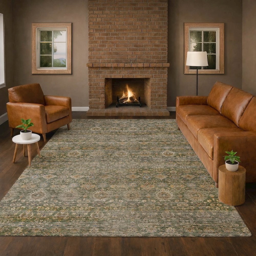 Machine Washable Aristo AR9 Green 8' x 10' Rug