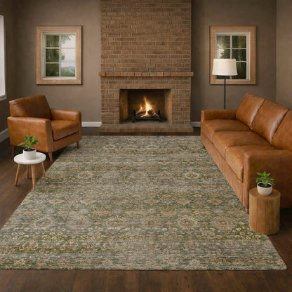 Machine Washable Aristo AR9 Green 8' x 10' Rug