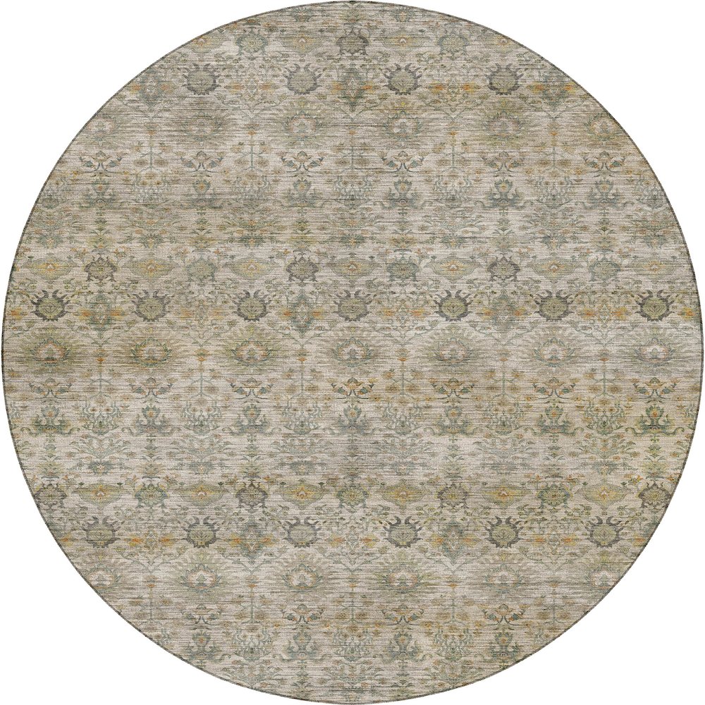 Machine Washable Aristo AR9 Ivory 8' x 8' Round Rug