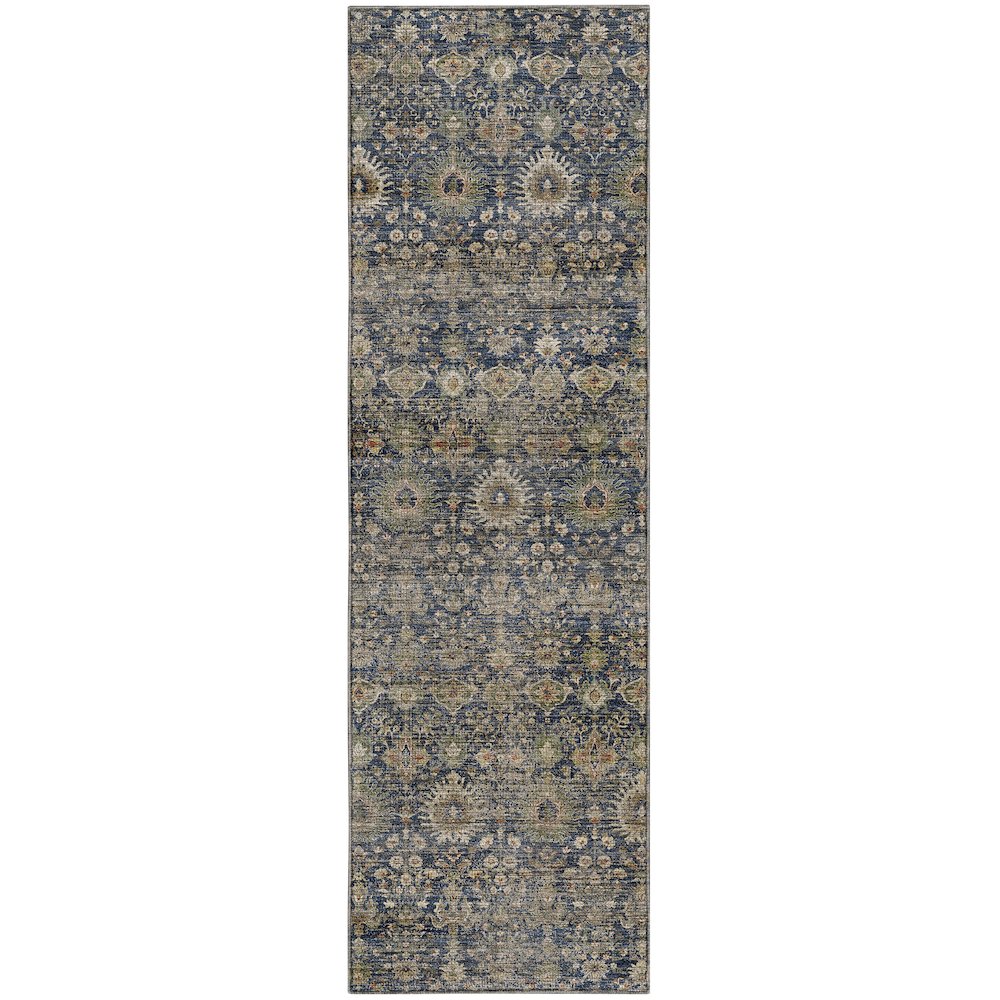 Machine Washable Aristo AR9 Blue 2'3" x 7'6" Runner Rug