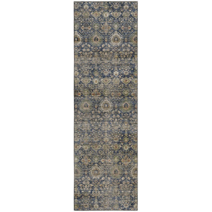 Machine Washable Aristo AR9 Blue 2'3" x 7'6" Runner Rug