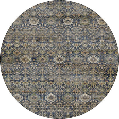 Machine Washable Aristo AR9 Blue 8' x 8' Round Rug