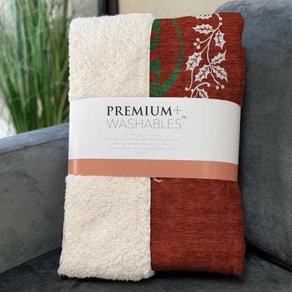 Premium Machine Washable ASB217 Ruby 50" x 70" Sherpa Throw Blanket
