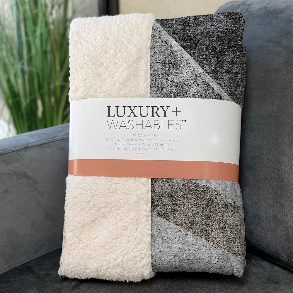 Premium Machine Washable ASB671 Gray 50" x 70" Sherpa Throw Blanket