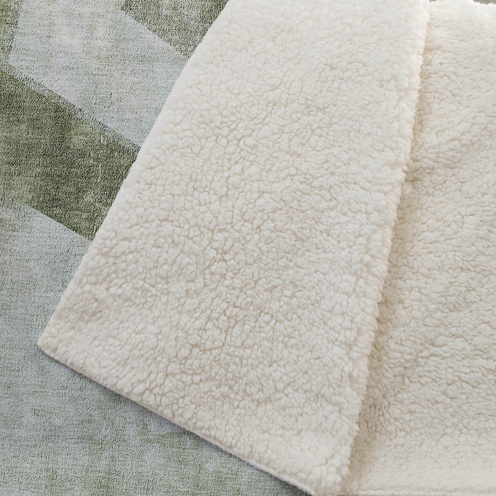 Premium Machine Washable ASB671 Olive 50" x 70" Sherpa Throw Blanket