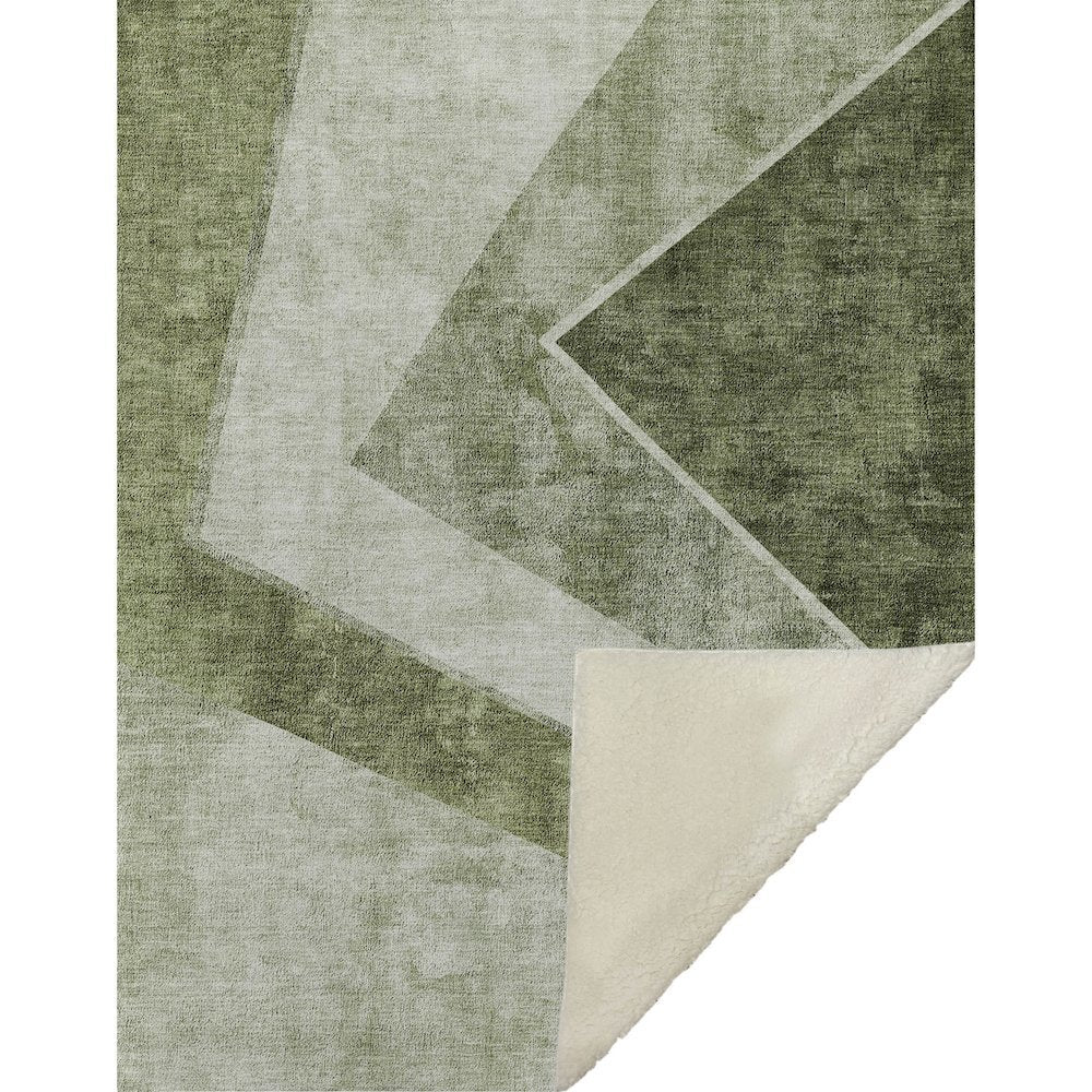 Premium Machine Washable ASB671 Olive 50" x 70" Sherpa Throw Blanket