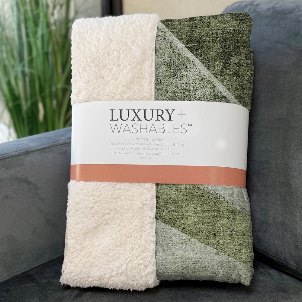 Premium Machine Washable ASB671 Olive 50" x 70" Sherpa Throw Blanket