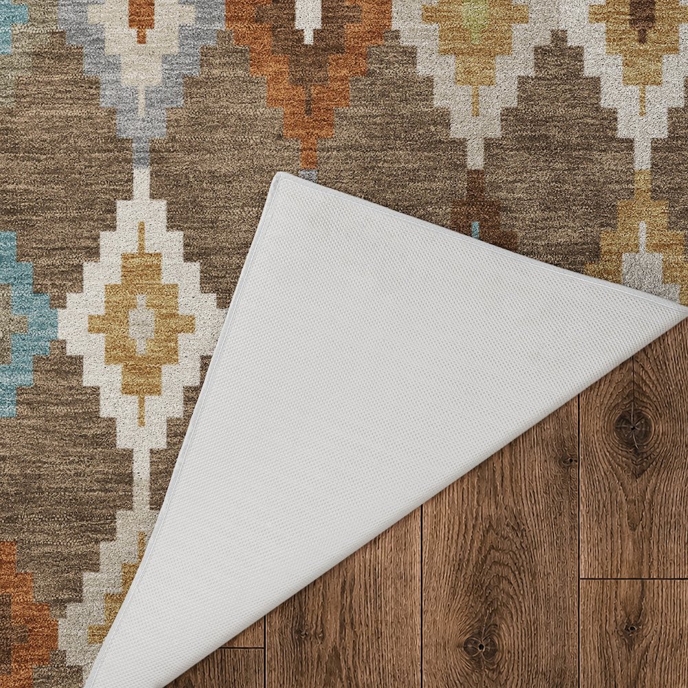 Luxury Washable Kenner KN10 Brown 8' x 8' Round Rug