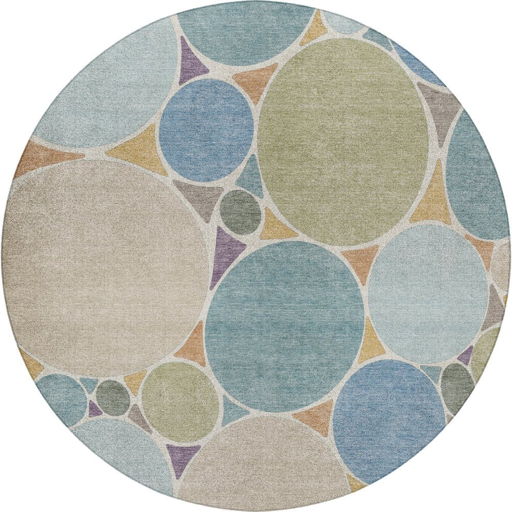 Luxury Washable Kenner KN1 Multi 8' x 8' Round Rug