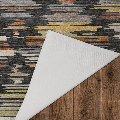 Luxury Washable Kenner KN2 Black 10' x 14' Rug