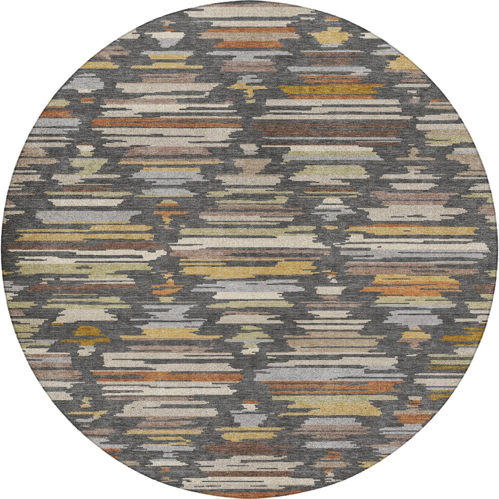 Luxury Washable Kenner KN2 Gray 8' x 8' Round Rug