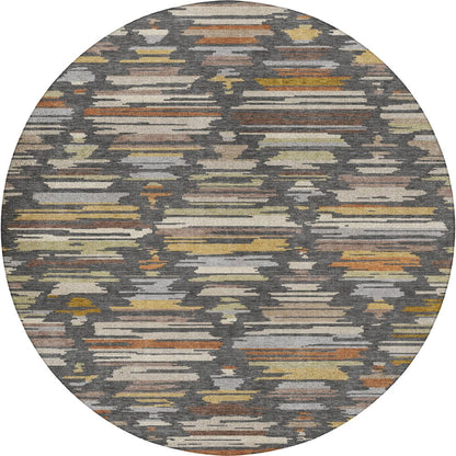 Luxury Washable Kenner KN2 Gray 8' x 8' Round Rug