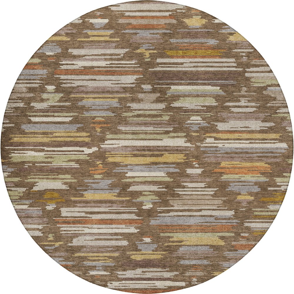 Luxury Washable Kenner KN2 Brown 8' x 8' Round Rug