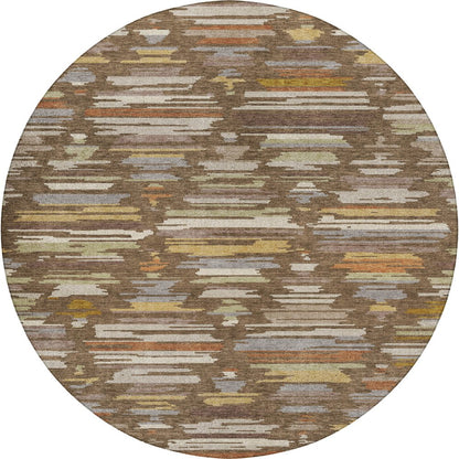 Luxury Washable Kenner KN2 Brown 8' x 8' Round Rug