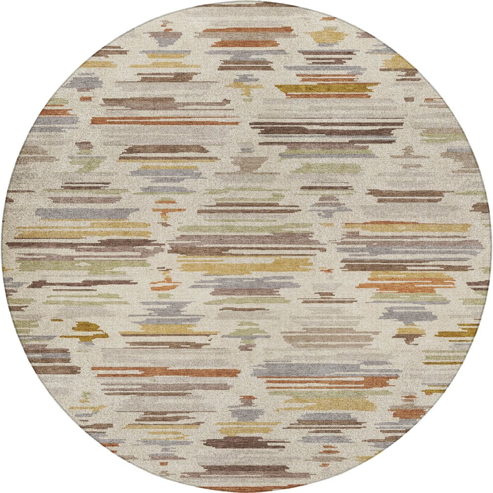 Luxury Washable Kenner KN2 Ivory 8' x 8' Round Rug