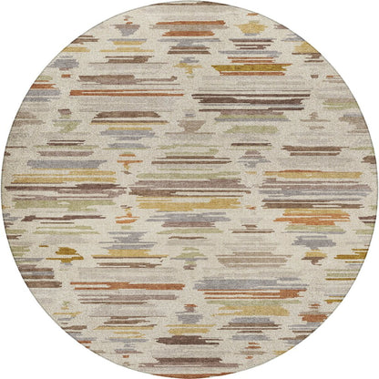Luxury Washable Kenner KN2 Ivory 8' x 8' Round Rug