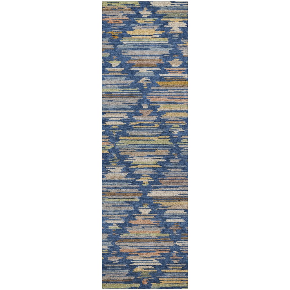 Luxury Washable Kenner KN2 Blue 2'3" x 7'6" Runner Rug