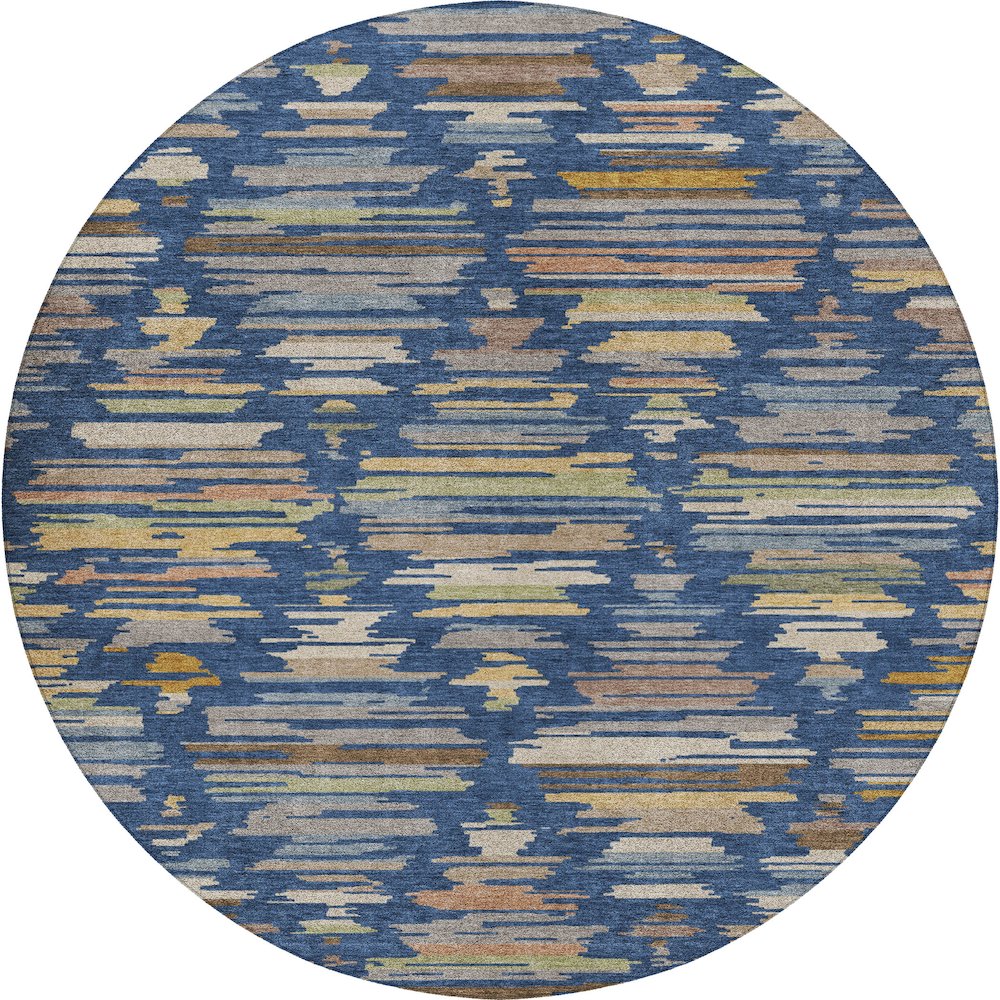 Luxury Washable Kenner KN2 Blue 8' x 8' Round Rug