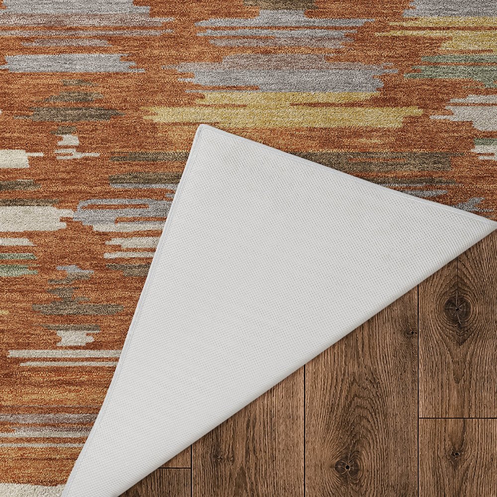 Luxury Washable Kenner KN2 Orange 5' x 7'6" Rug