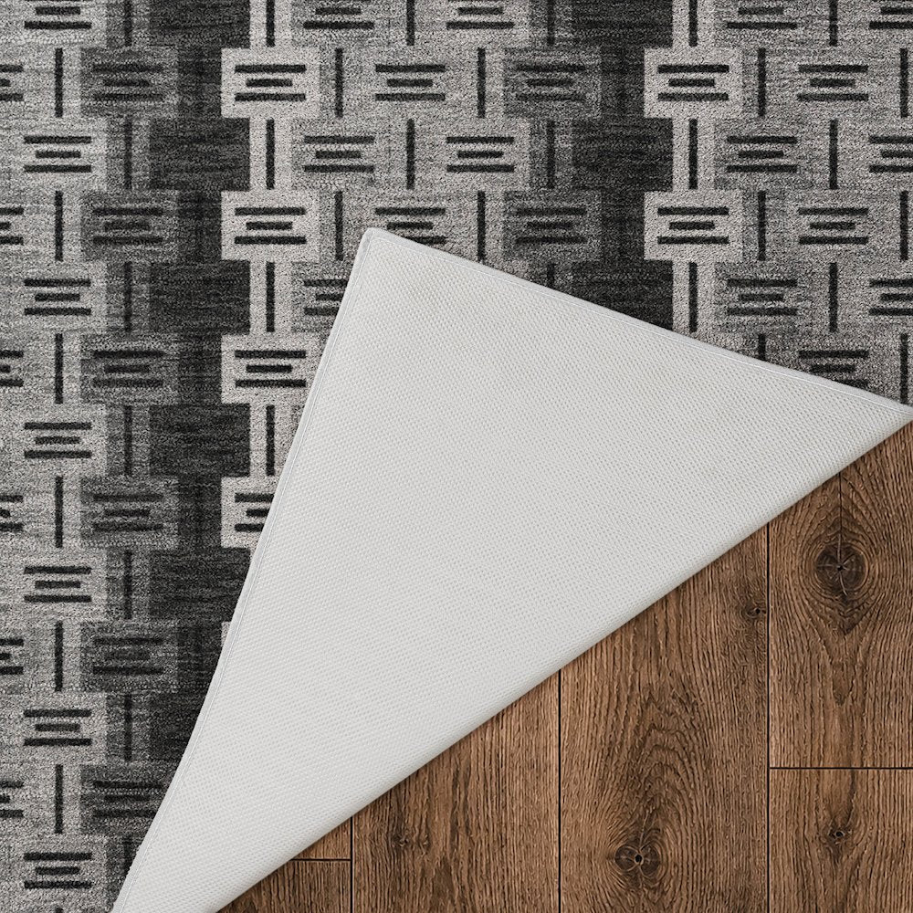 Luxury Washable Kenner KN3 Black 2'3" x 7'6" Runner Rug