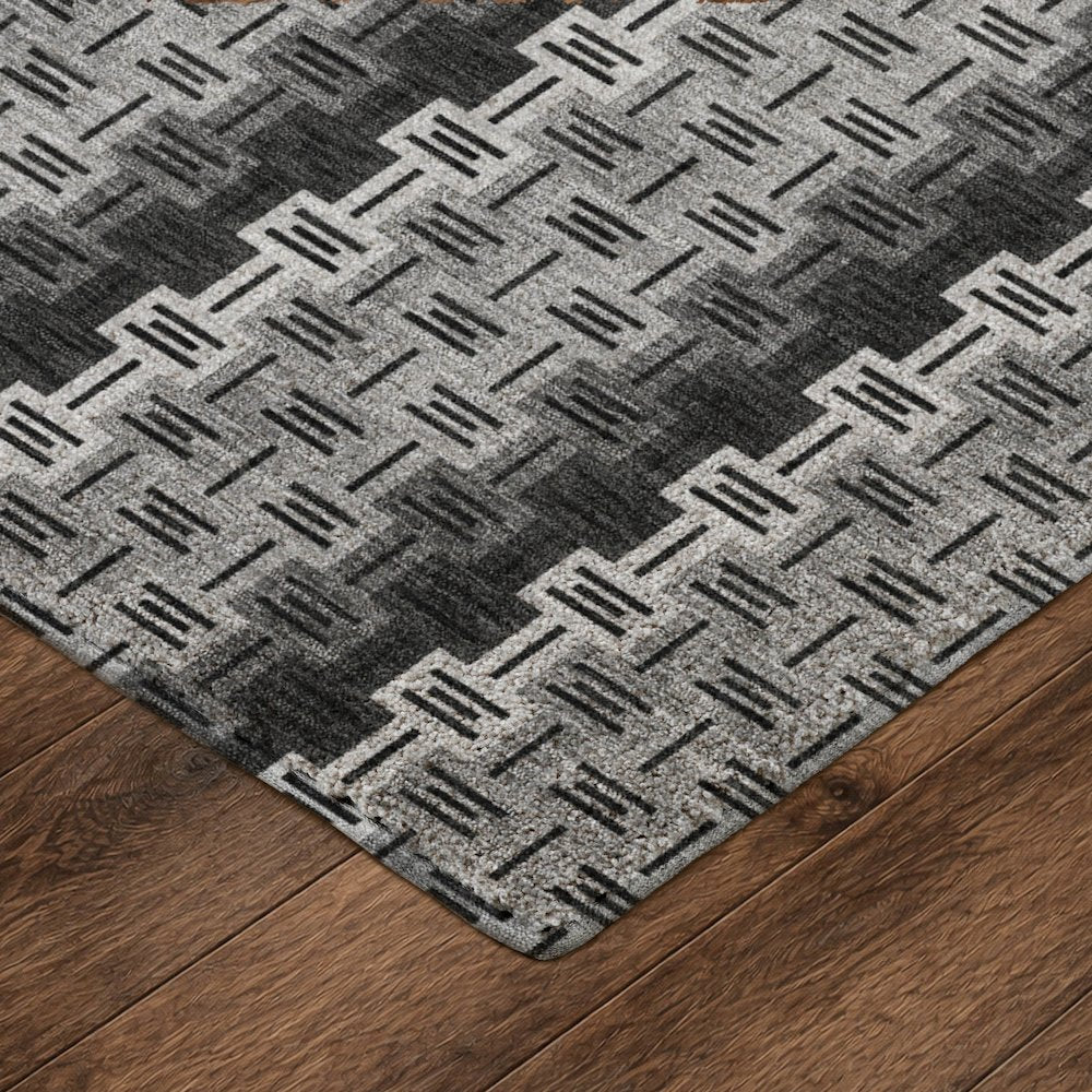Luxury Washable Kenner KN3 Black 2'3" x 7'6" Runner Rug