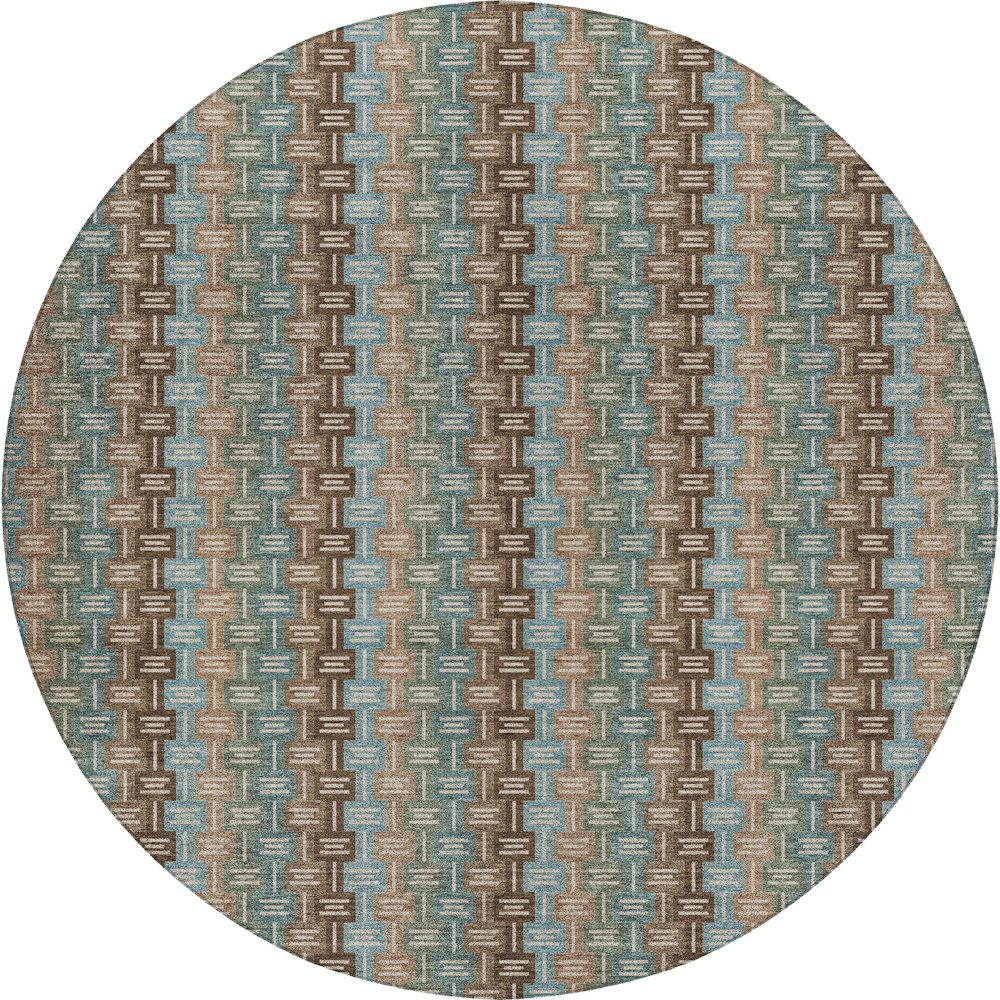 Luxury Washable Kenner KN3 Brown 8' x 8' Round Rug