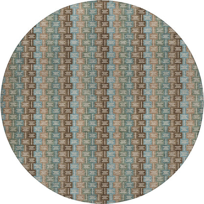 Luxury Washable Kenner KN3 Brown 8' x 8' Round Rug