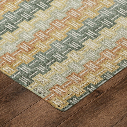 Luxury Washable Kenner KN3 Green 3' x 5' Rug