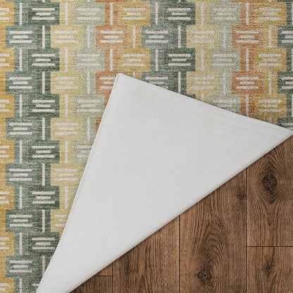Luxury Washable Kenner KN3 Green 5' x 7'6" Rug