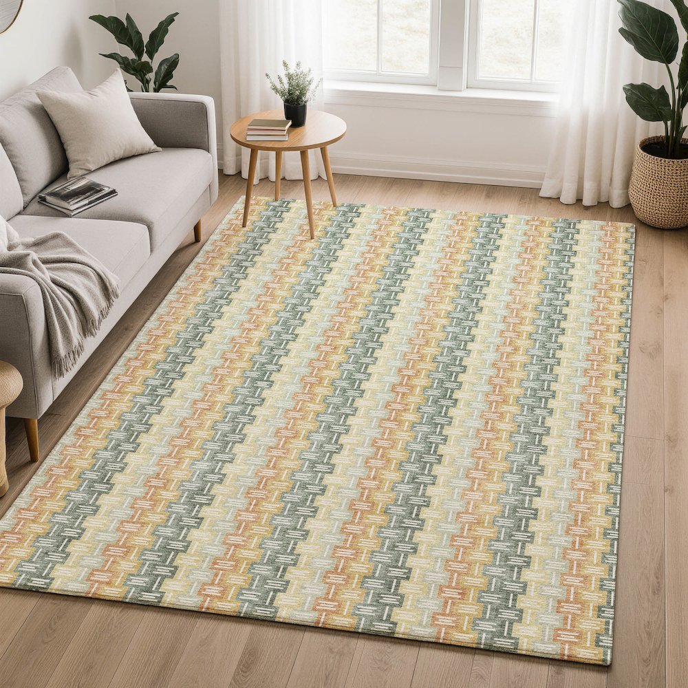 Luxury Washable Kenner KN3 Green 8' x 10' Rug